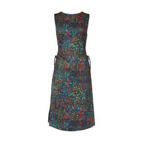 Louna Floral Sleeveless Midi Dress With Side Cut-Outs & Adjustable Ties - Multic